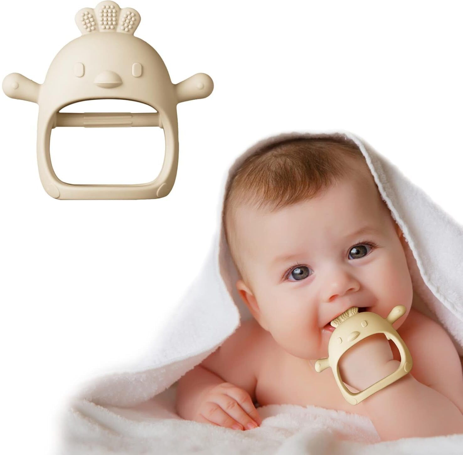 Green Baby Silicone Teether BPA Free Gum Soothing Teething Ring Teether-image-33