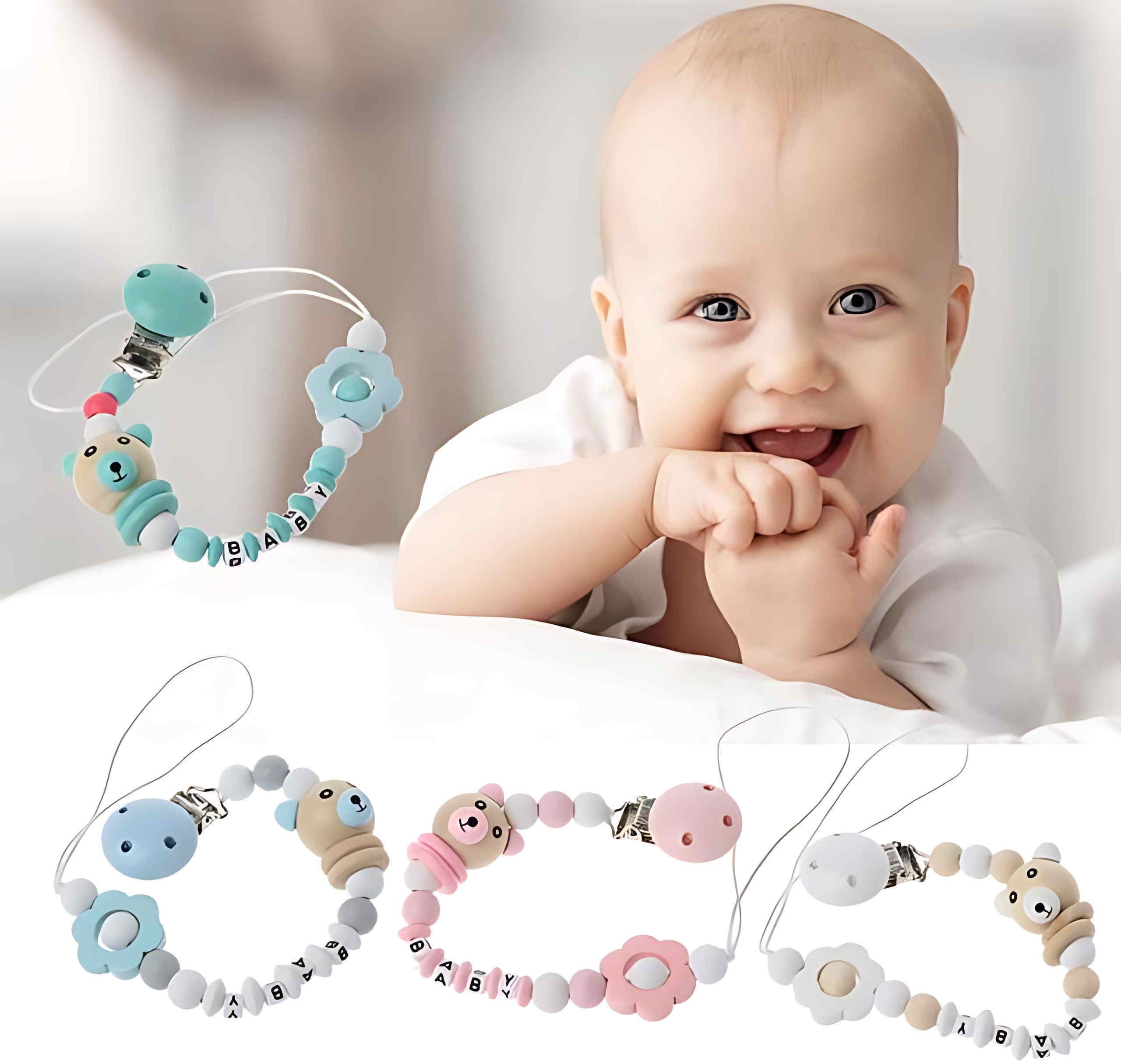 kidssmilez Baby soother with chain Baby Pacifier Clips For Present Baby Nipple Clip Soother-picture-42