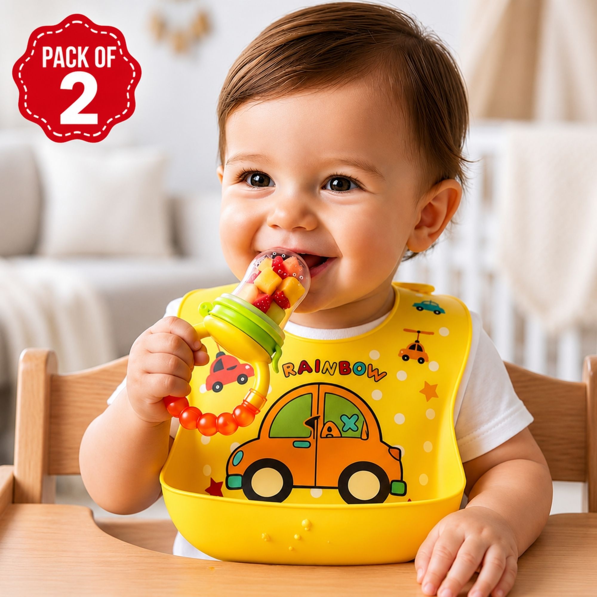 bembika Baby Fruit Feeder with Adjustable Bib Combo for Fruits & Food for Baby Feeding Feeder-picture-17