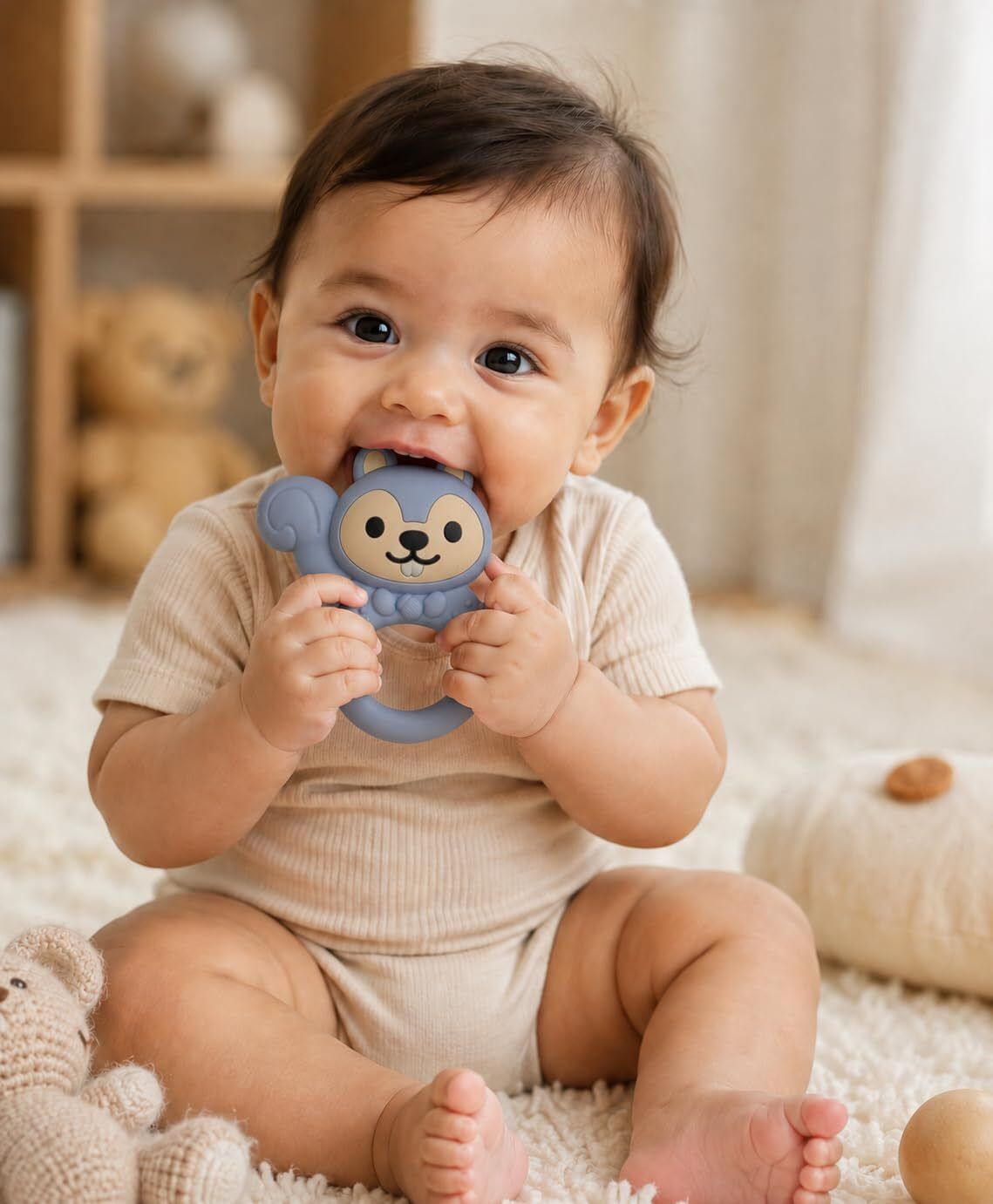 kudowhirl Baby Silicone Rattle Teether Multi-Texture Animal Design Musical Melody Jhunjuna Teether and Feeder-picture-47