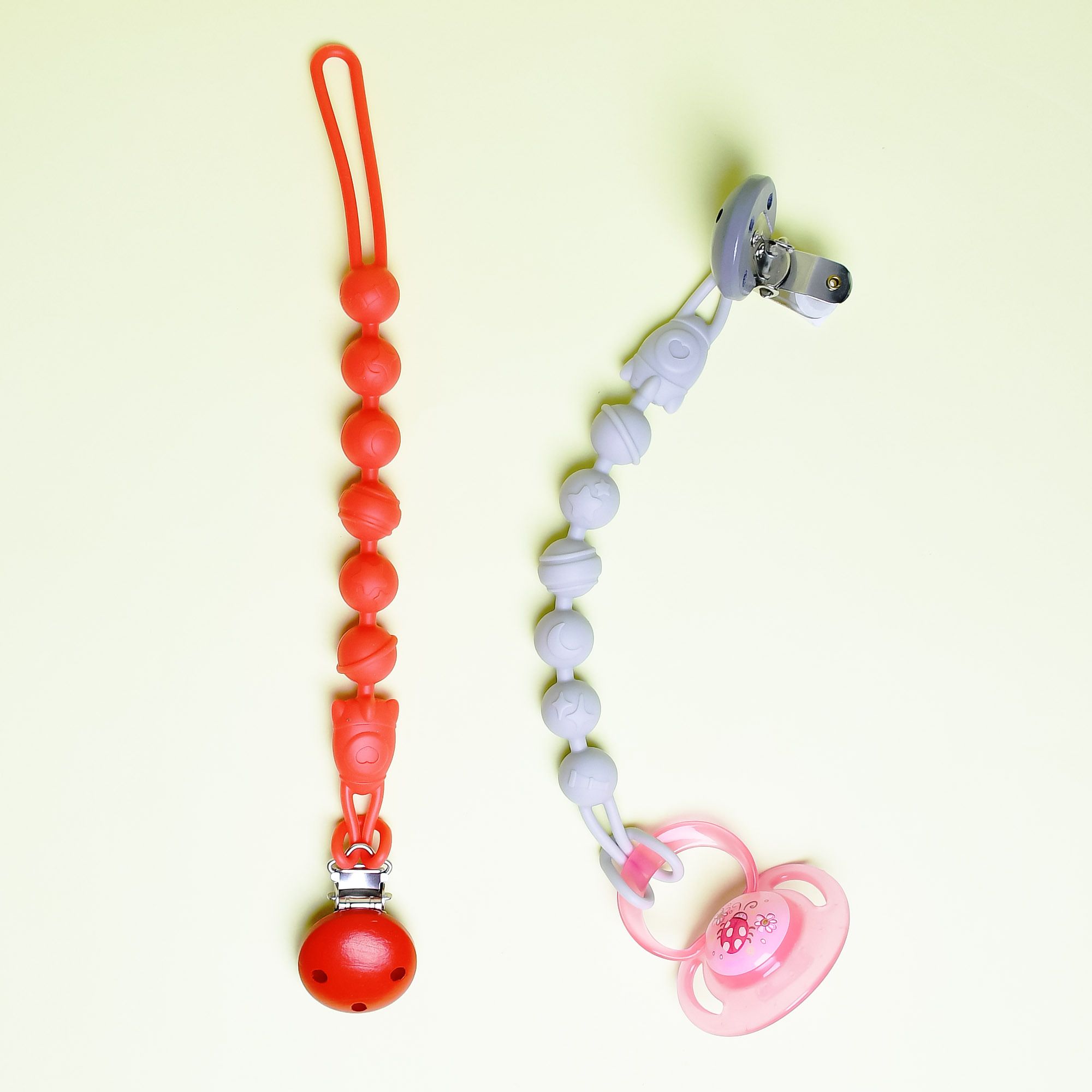 Silicone Pacifier Chain Clip for Baby, One Piece Pacifier Clips Without Soother-image-37