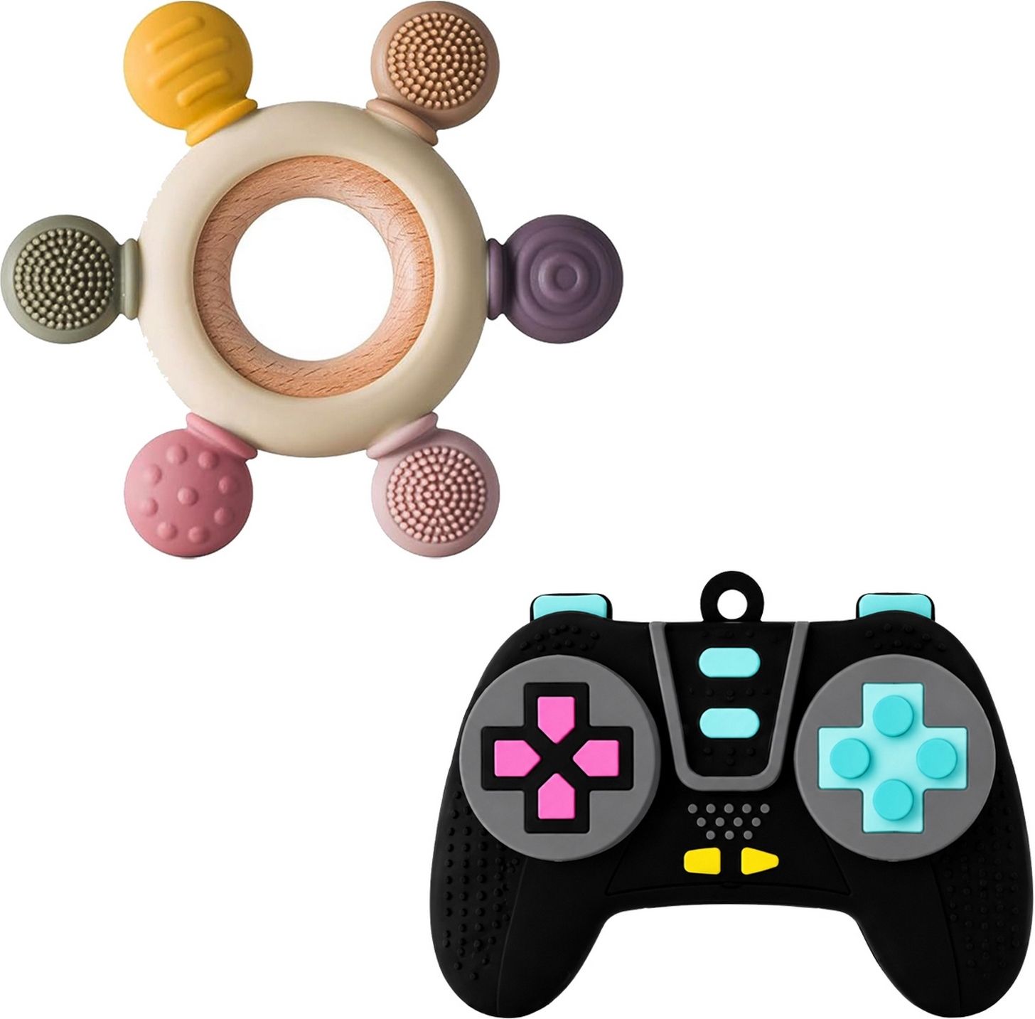 oridor Premium Baby Wooden Ring and Gaming Controller Silicone Teether Combo Set Teether-picture-29