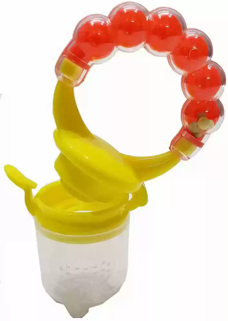 dhochak Silicone Food Nibbler for Fruit and Veggie with Rattle Handle Soother image 1