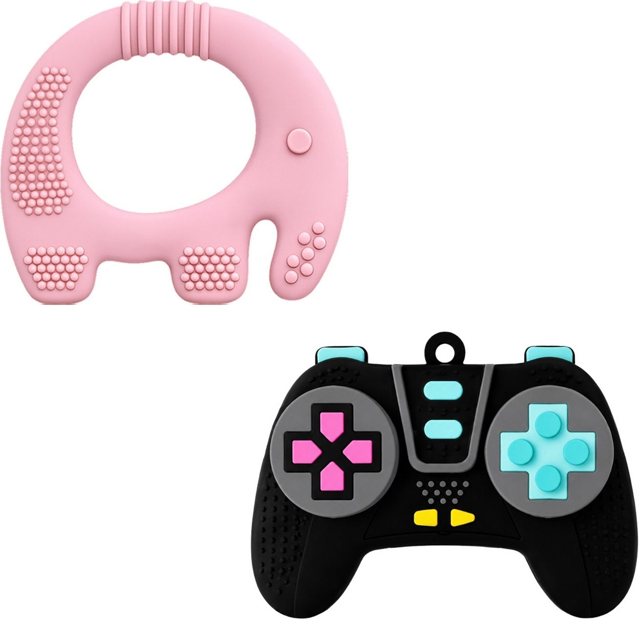 oridor Pack Of 2 Baby Silicone Elephant and Game Controller Teether Combo Green, Black Teether-picture-43