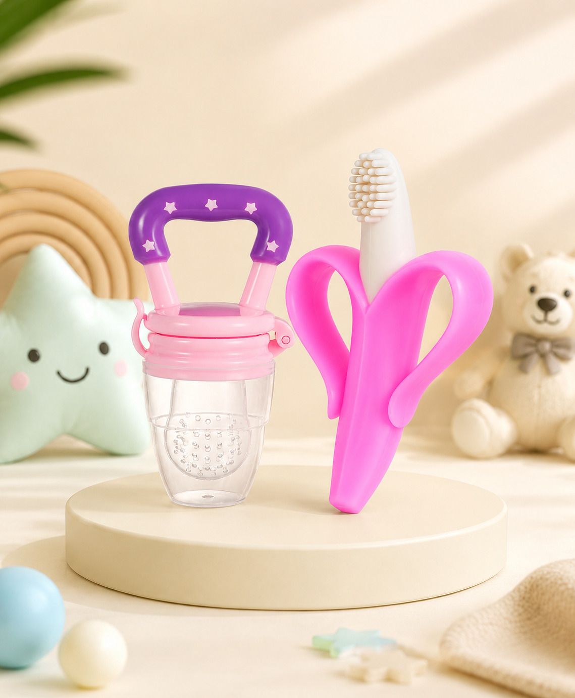 the cheeky kidzz Baby Soft Silicone Banana Teether with Fruit Feeder Nibbler BPA Free Teether-picture-43