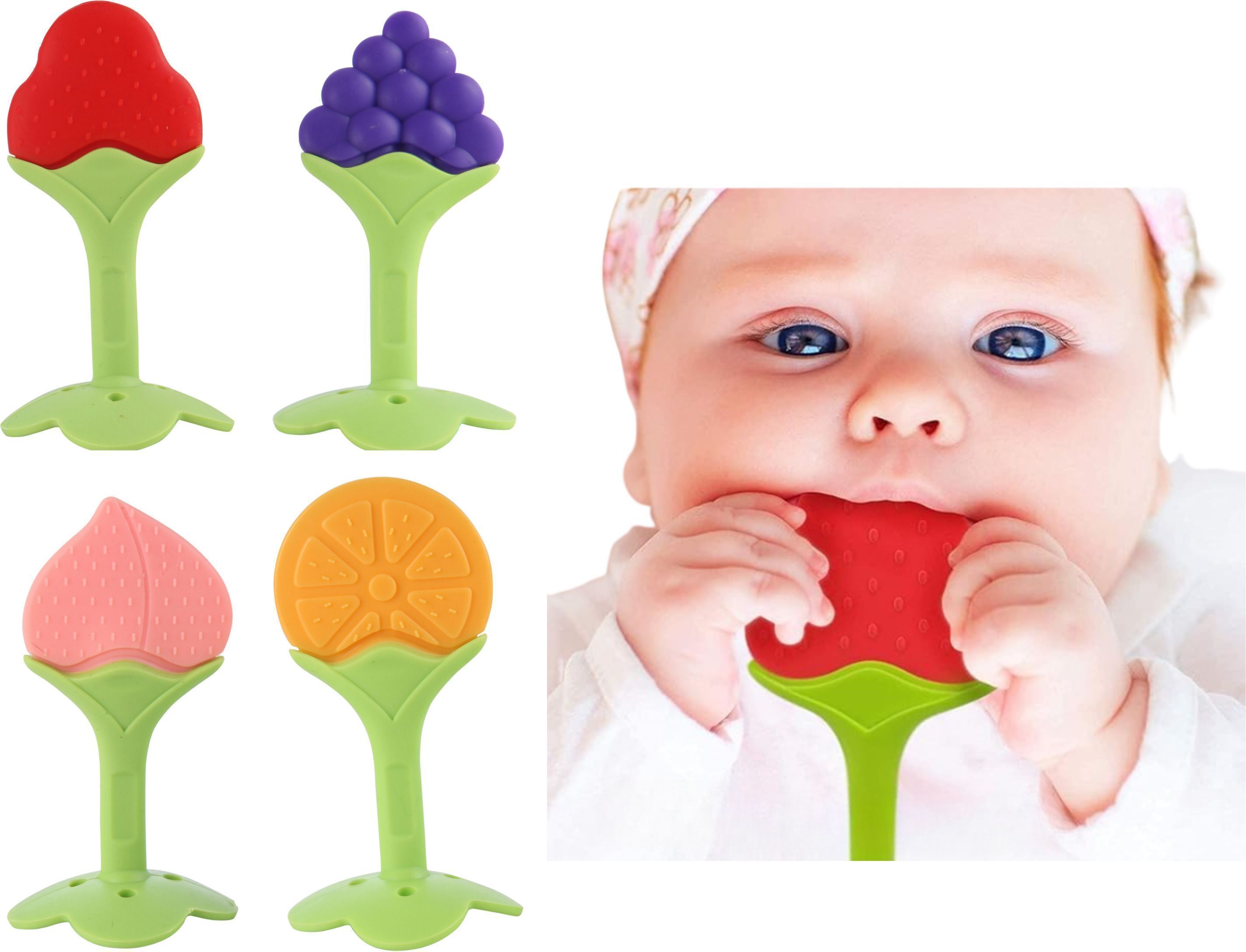 bubblino Multi-Color Silicone Baby Teethers (Pack of 4) – Non-Toxic, Gum-Friendly Teether-picture-0