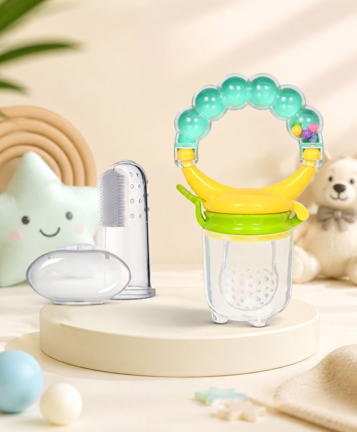 the cheeky kidzz Baby Fruit Feeder Nibbler Teether with Finger brush BPA Free for Babies Teether-picture-22