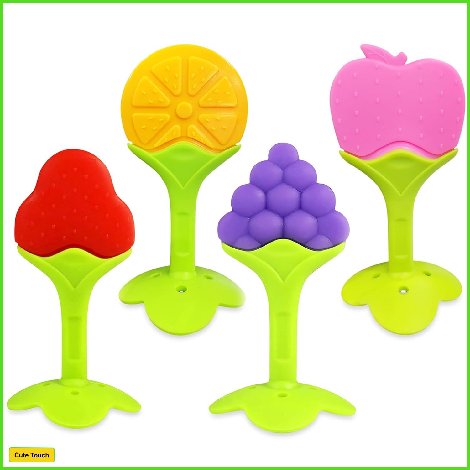 bebe soin Pack of 4 Silicone Baby Teether for 5-12 Months, BPA Free Silicone Teether-picture-39