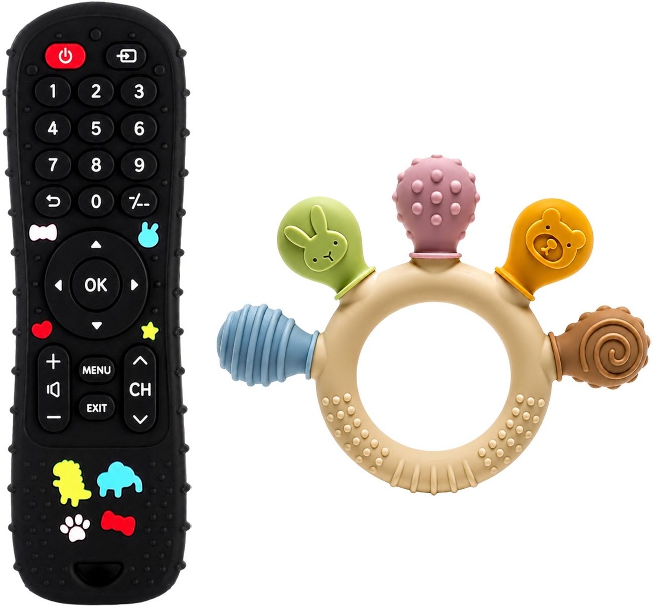 oridor Baby Gum Massage Remote and Multi Texture Ring Silicone Teether Combo Set Teether-picture-11