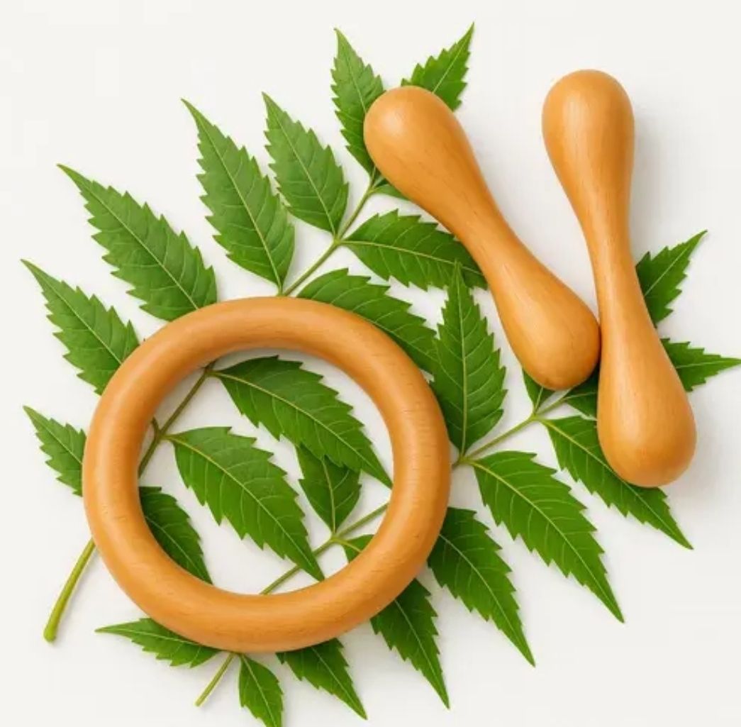 Natural Neem Wood Teether Baby Gum Soothing Wooden Ring Rattle-image-45
