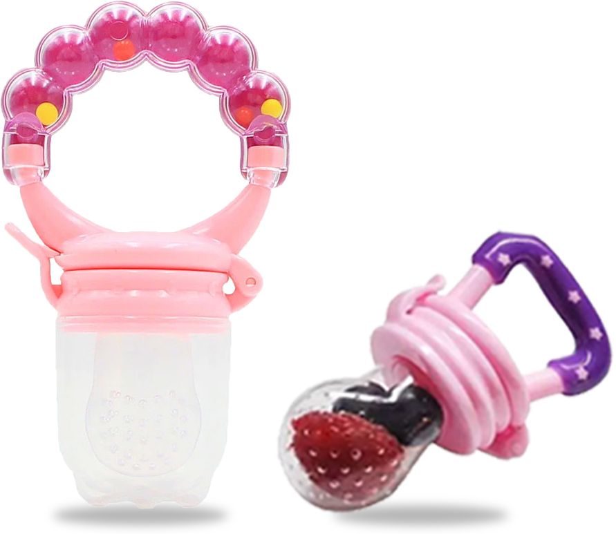 chinmay kids New Born Baby Pacifier With Rattle Handle Silicone Safe Fresh Fruit Feeder Soother-picture-38