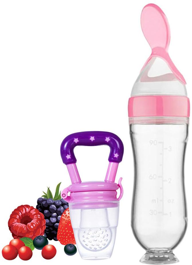 awejoy Baby Bottle Toddler Silicone Squeeze Feeding Spoon Milk And Fruit Teether and Feeder-picture-15