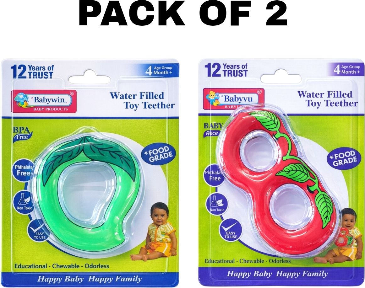 babywin Water Teether Fruit Shape Baby Teething Toy 4m+ (DOUBLE CHERRY-GREEN MANGO) Teether-picture-12