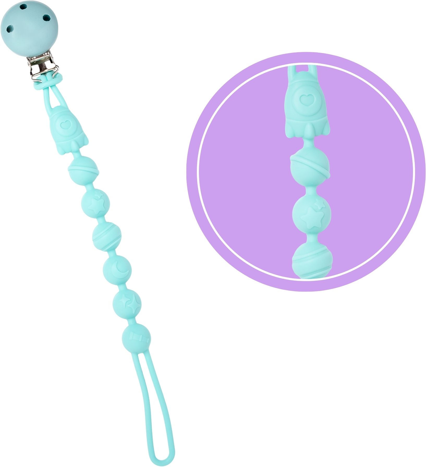 the little lookers Silicone Pacifier Chain Clip for Baby, One Piece Pacifier Clips Without Soother-picture-29