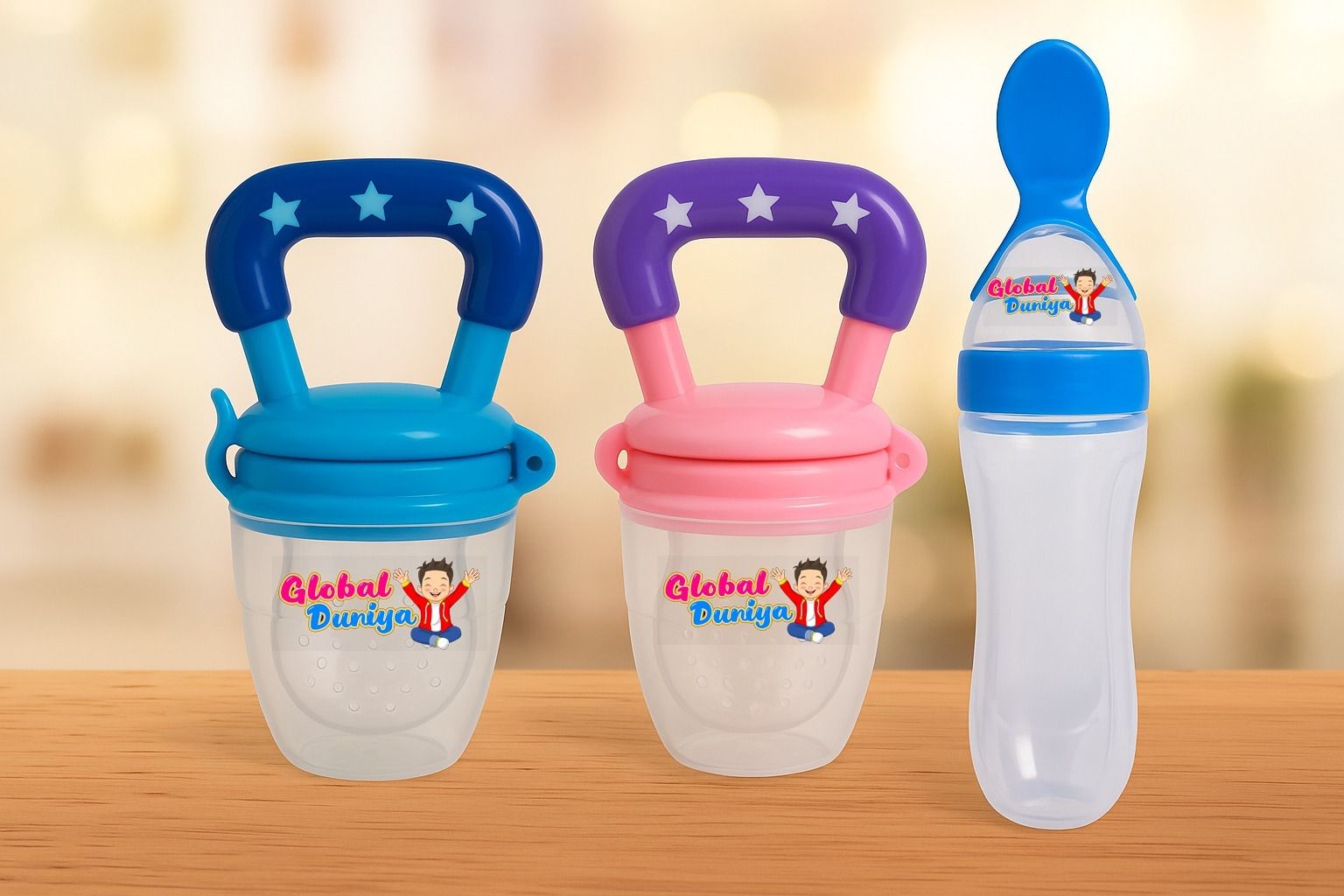 global duniya Baby Fruit Feeder & Silicone Feeding Spoon Set – BPA Free Teether and Feeder-picture-10