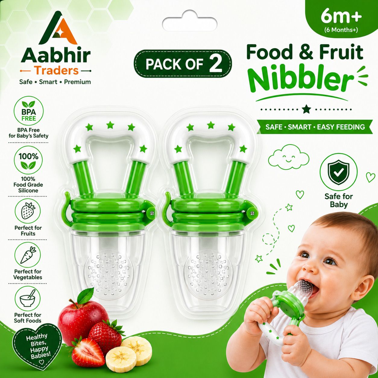 Silicone Food & Fruit Nibbler Feeder Teether and Feeder-image-14