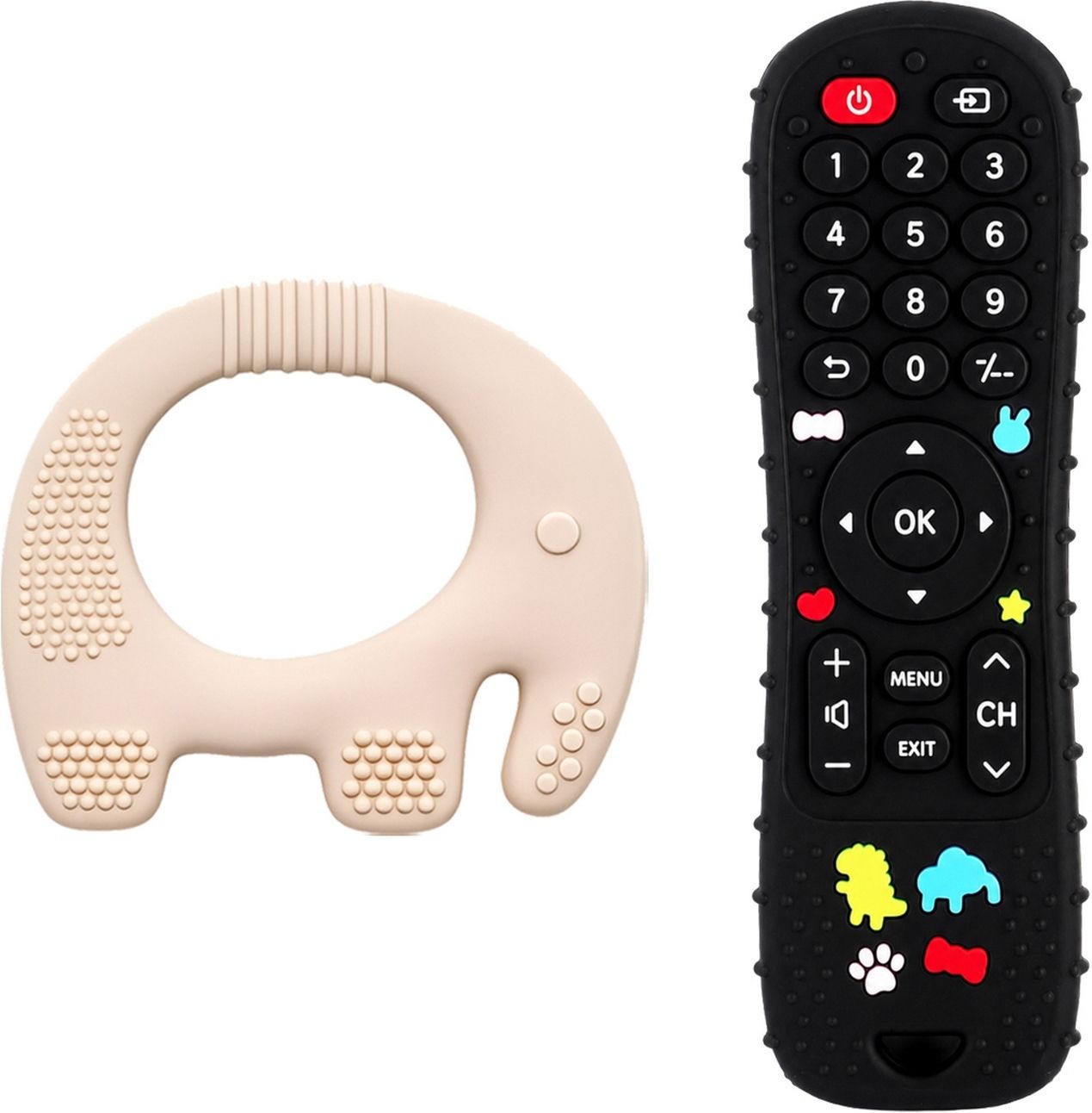 oridor Baby Teething Relief Silicone Elephant and TV Remote Chew Toy Combo Set Teether-picture-20