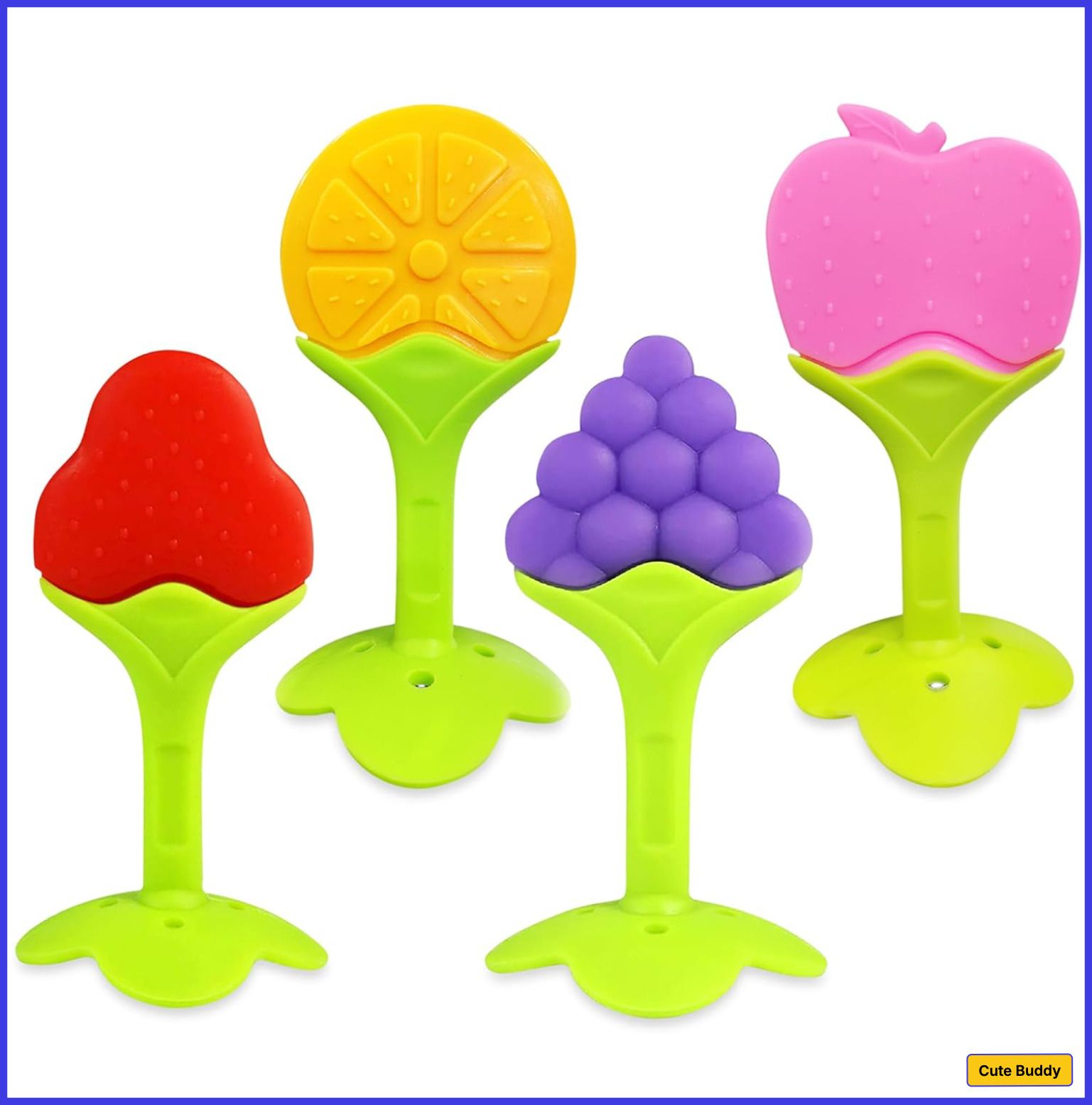 bebe soin Pack of 4 Silicone Baby Teether for 5-12 Months, BPA Free Silicone Teether-picture-48