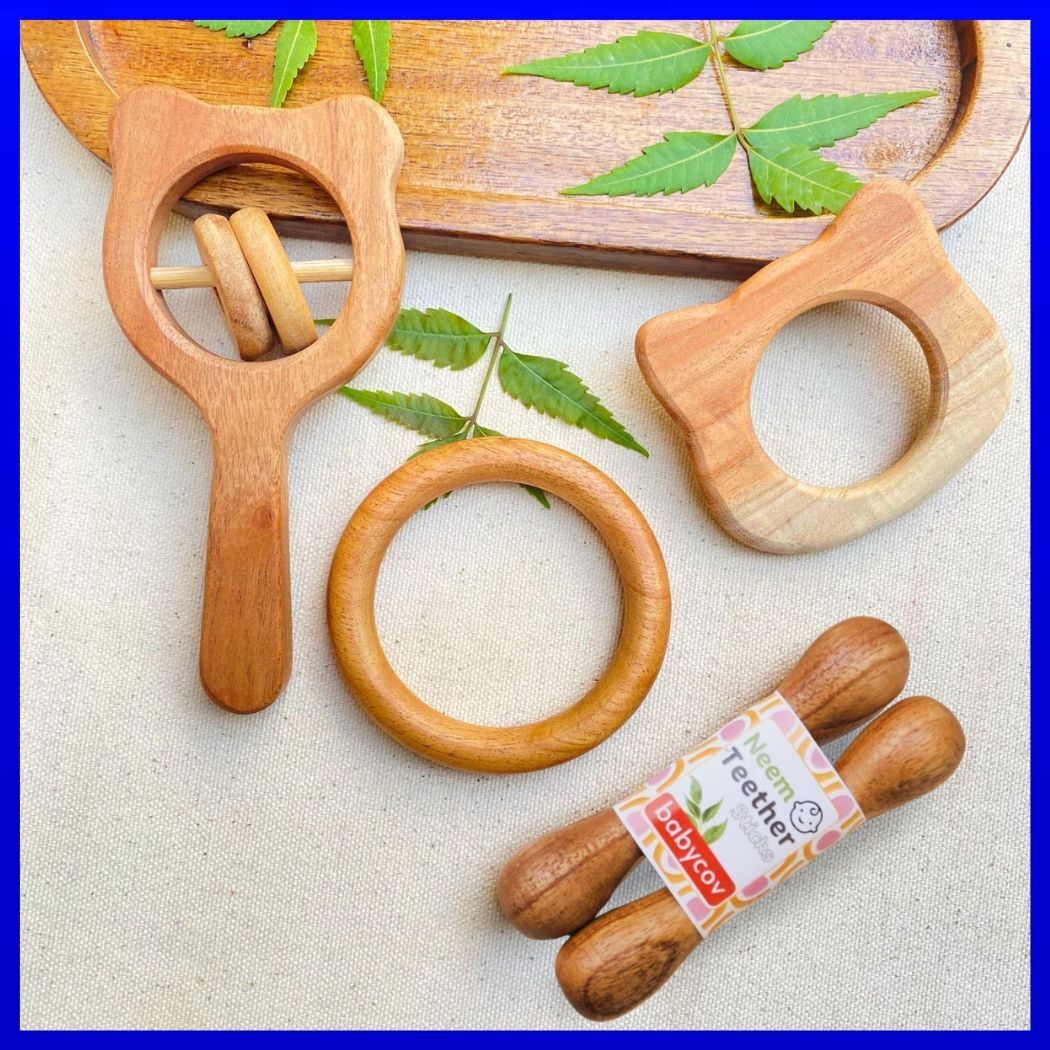 babycov Natural Wooden Baby Teether (Set of 5) Teether-picture-42