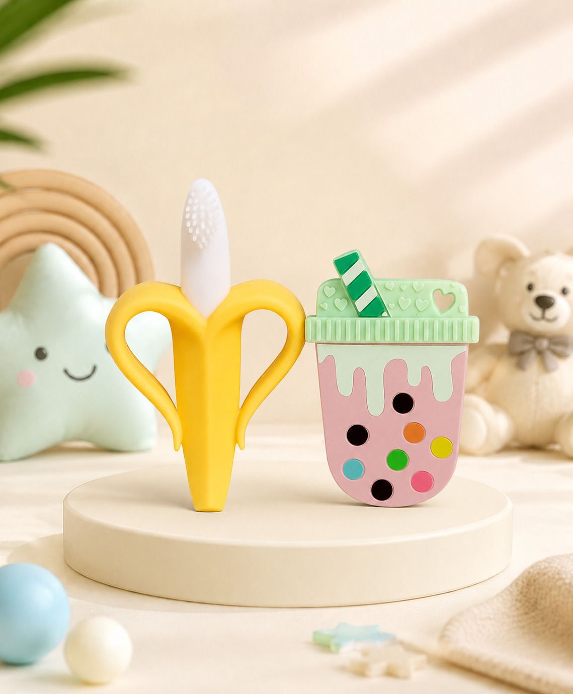 Baby Banana Teether with Soft Silicone Ice Cream shape Molar Teething Toy Teether-image-15