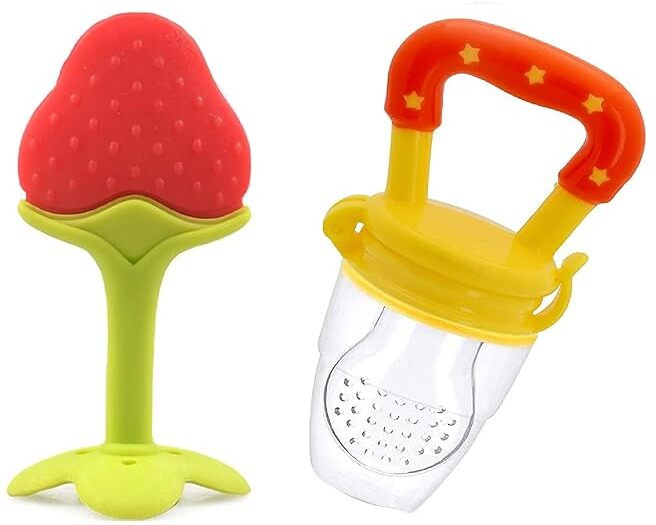 vadhavan Babies Fruit Feeder and Fruit Shape Silicone Teether8000 Teether and Feeder image 1