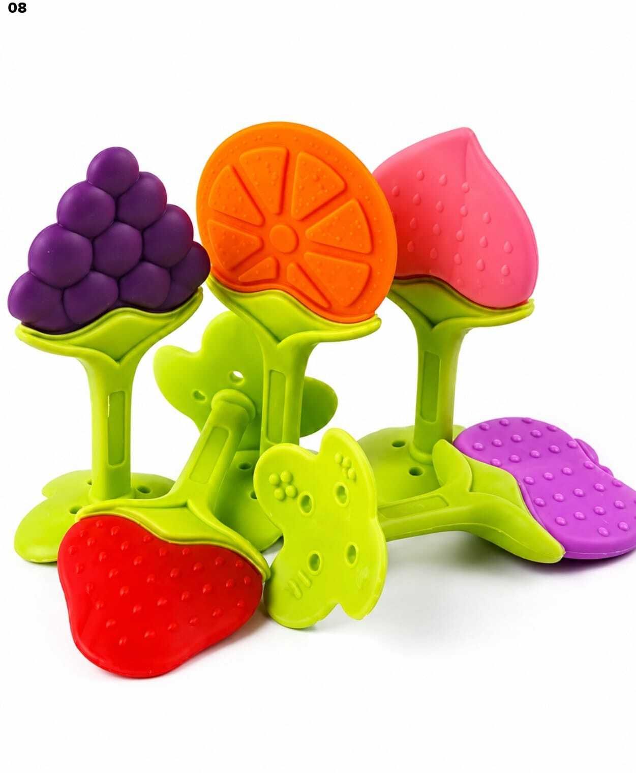 shivinaluxe 5 Pcs Portable Fruit Shape Silicone Baby Teether Set Teether-picture-26