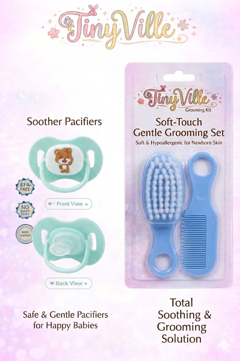 tinyville Baby Silicone nd Safe Soother nd Hair brush st for your lil ones Soother-picture-16