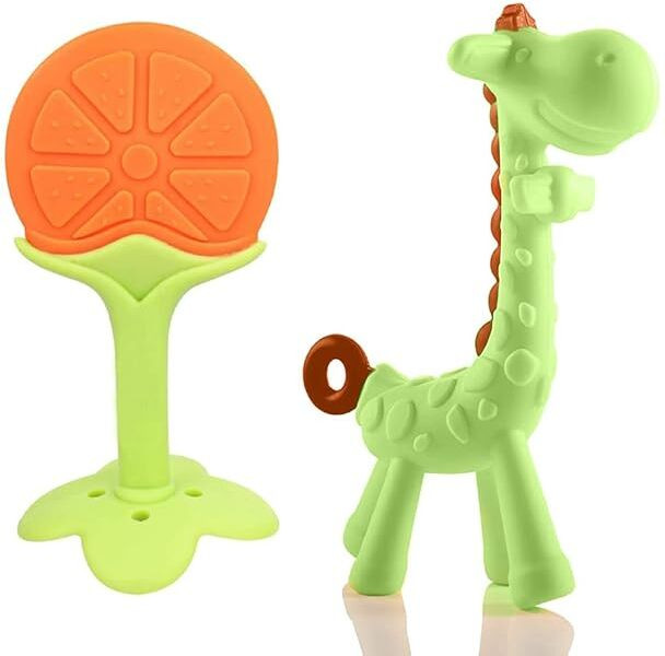 vadhavan Giraffe Shape Teether and Fruit Shape teether BPA Free for Baby Teether image 1