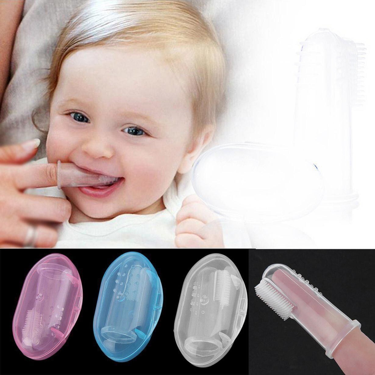 New baby tongue cleaner brush 3 months to 3 years baby tongue cleaner White 1Pcs Teether-image-9