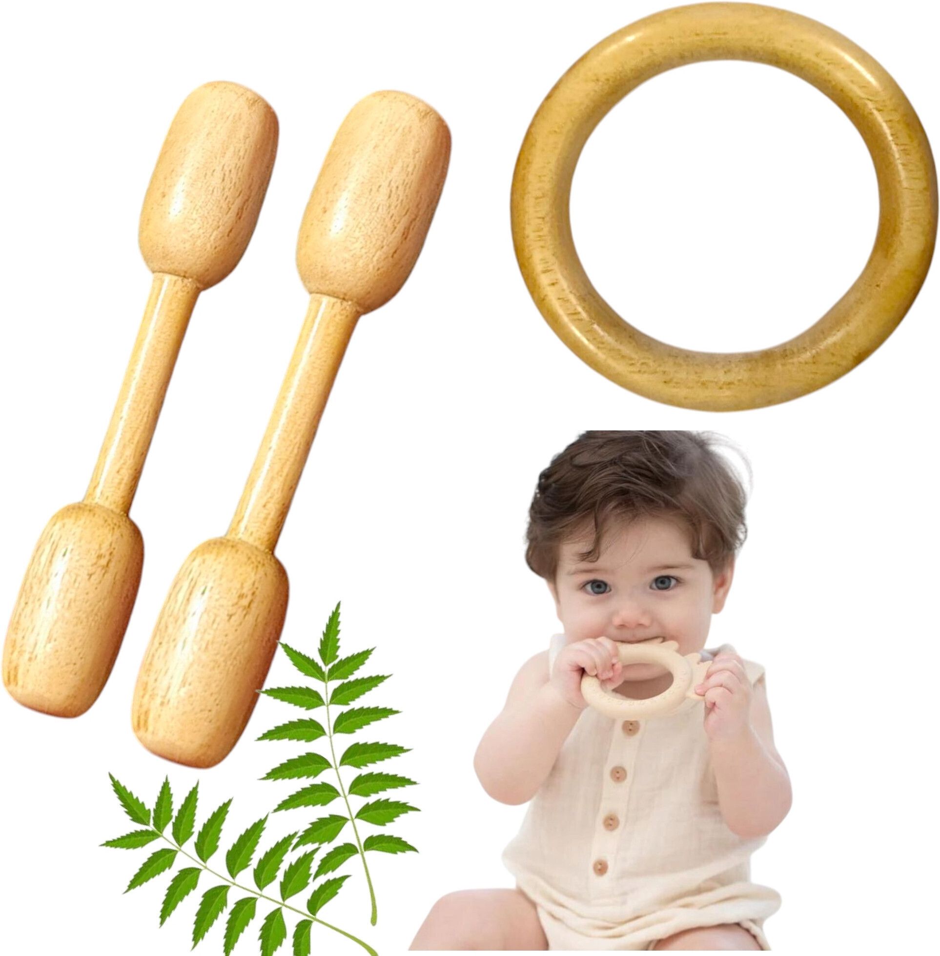Wooden Teether newborn Teethers Chusni Soother Teething Ring baby Teething Toys Teether