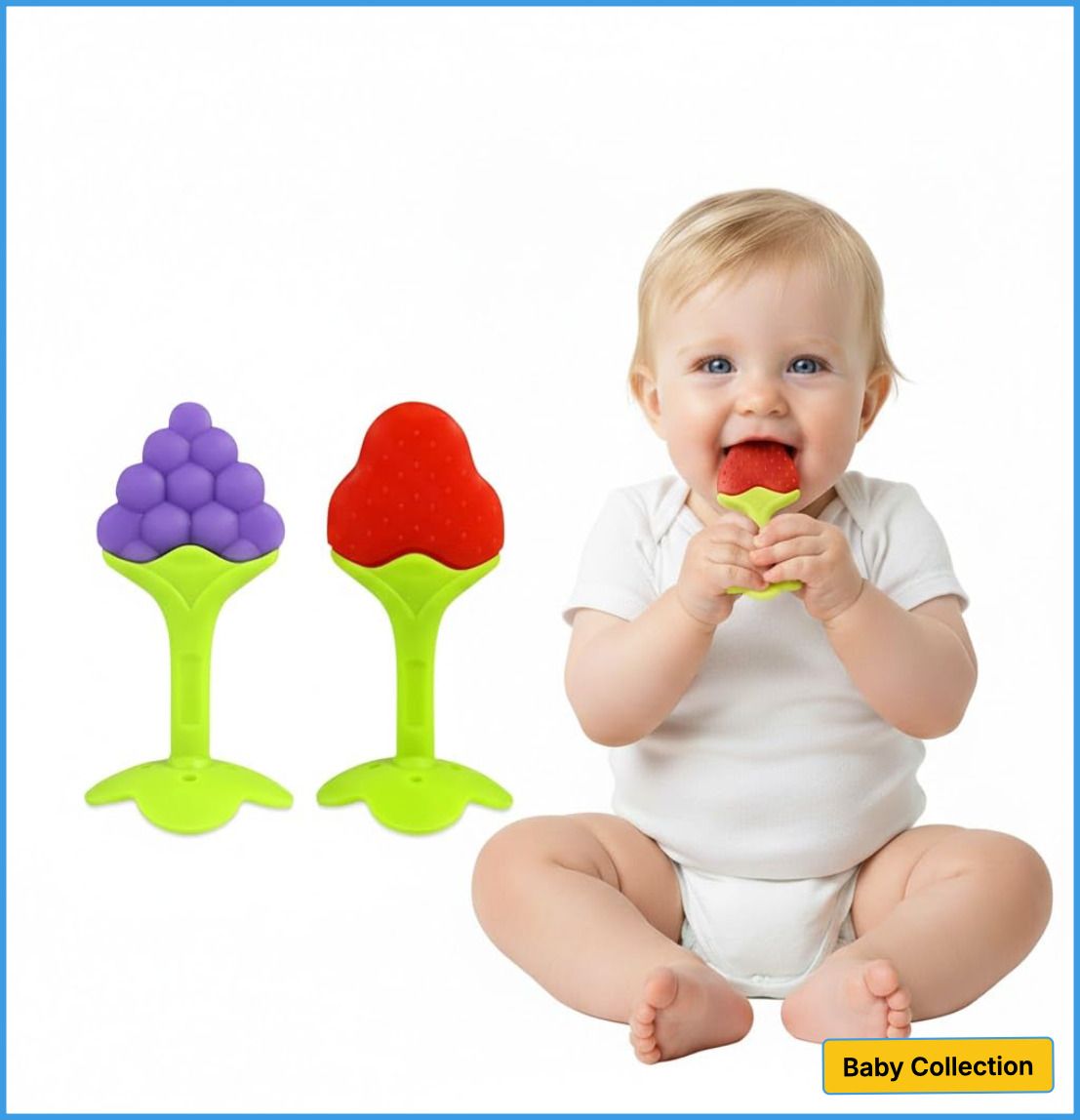 Baby Stand Teether 2pc for Babies & Infants 0-3 Years, Soft Texture & Non-toxic Feeder-image-48