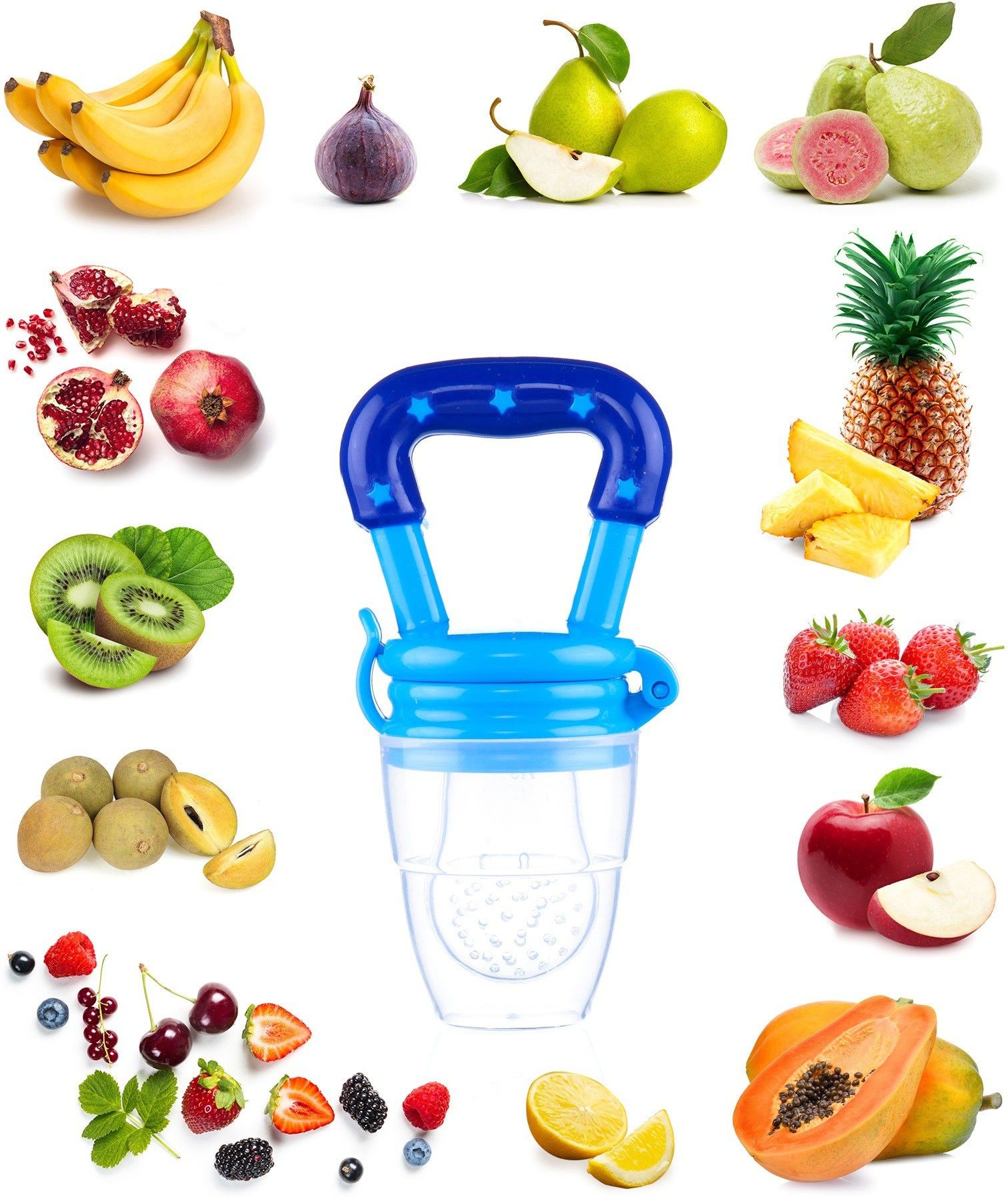 Fruit and Juice Silicone Feeder with Cover Nibbler for Baby (Multicolor) Teether and Feeder-image-8