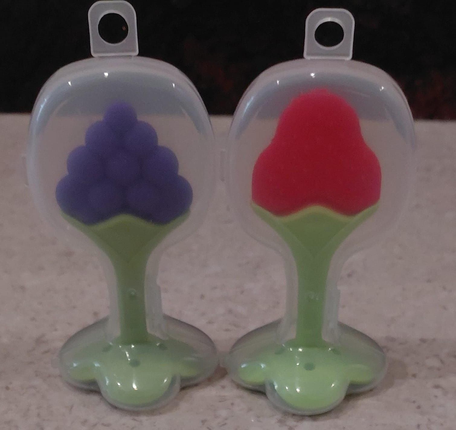 Baby Teether B1G1 Combo with 2 FREE Cases - Grape & Strawberry Silicone Teether Teether-image-2