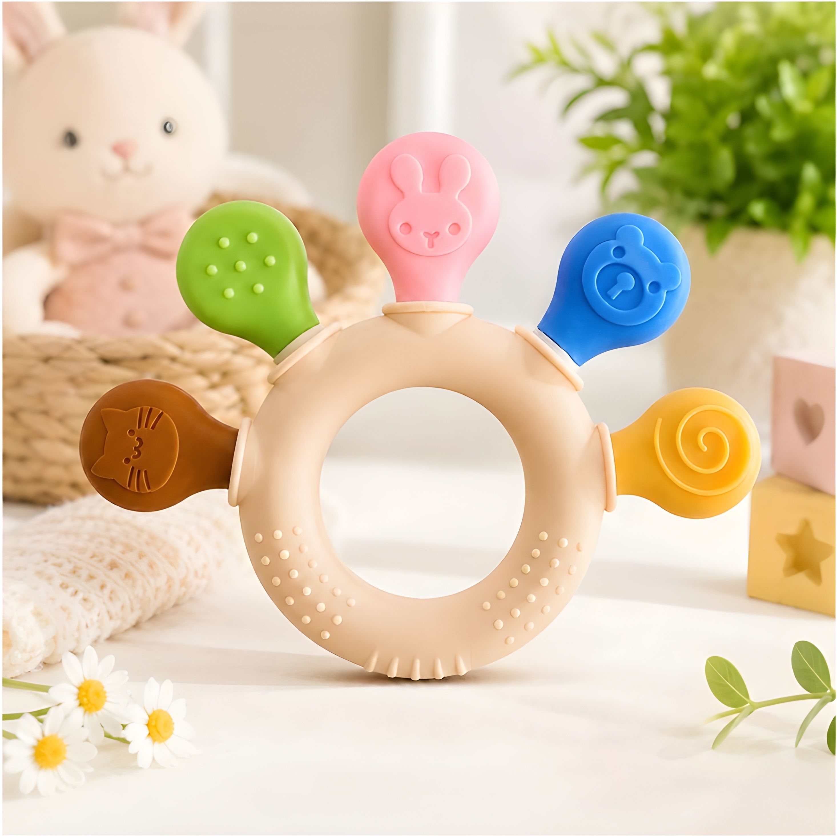 samspire Silicone Baby Teether for 3+ Months | BPA Free Teether | Safe Teether for Baby Teether-picture-35