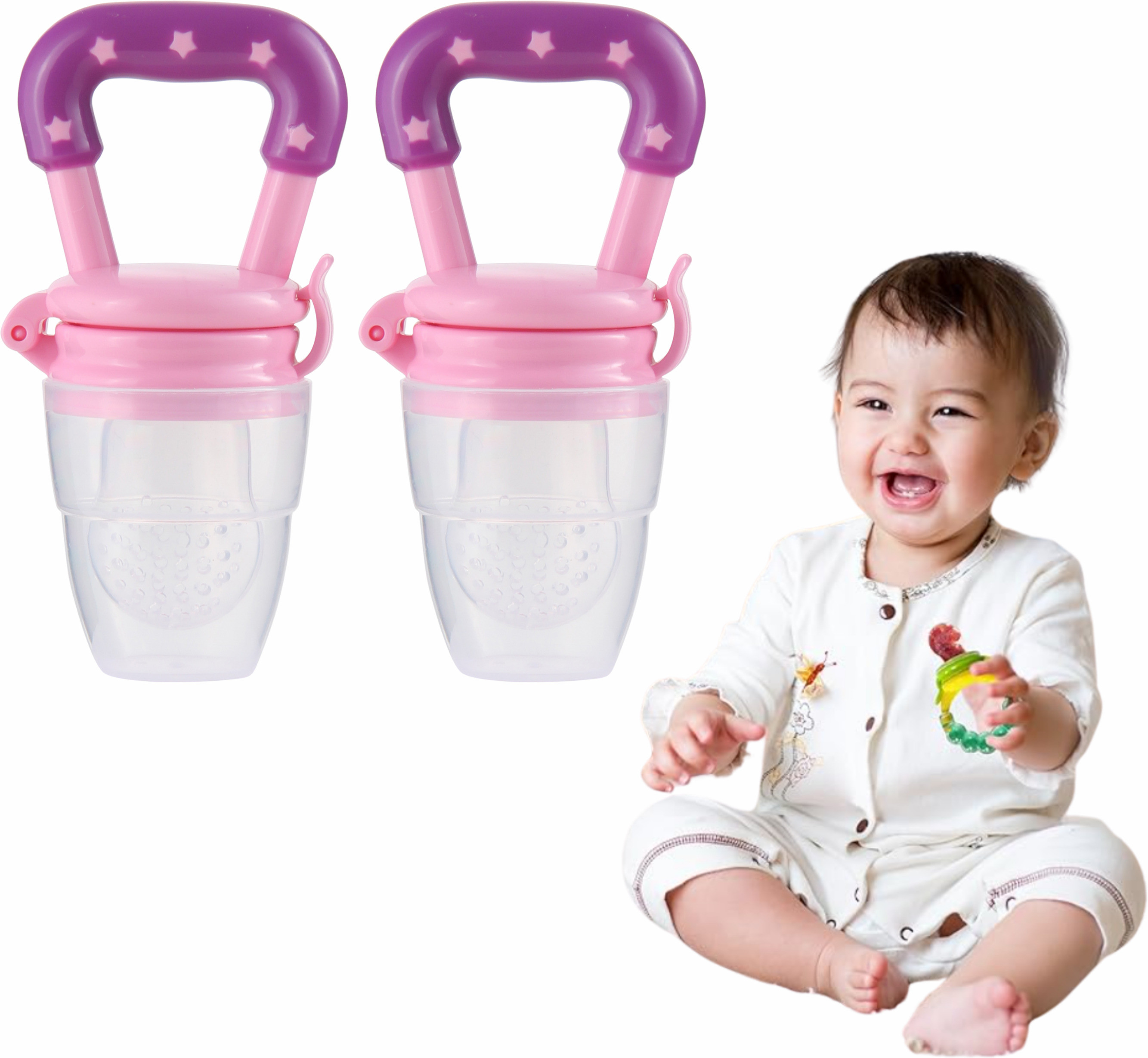 bubblino Silicone Food Feeder Set (Pack of 2) – Safe and Non-Toxic Feeding Solution Teether and Feeder image 1