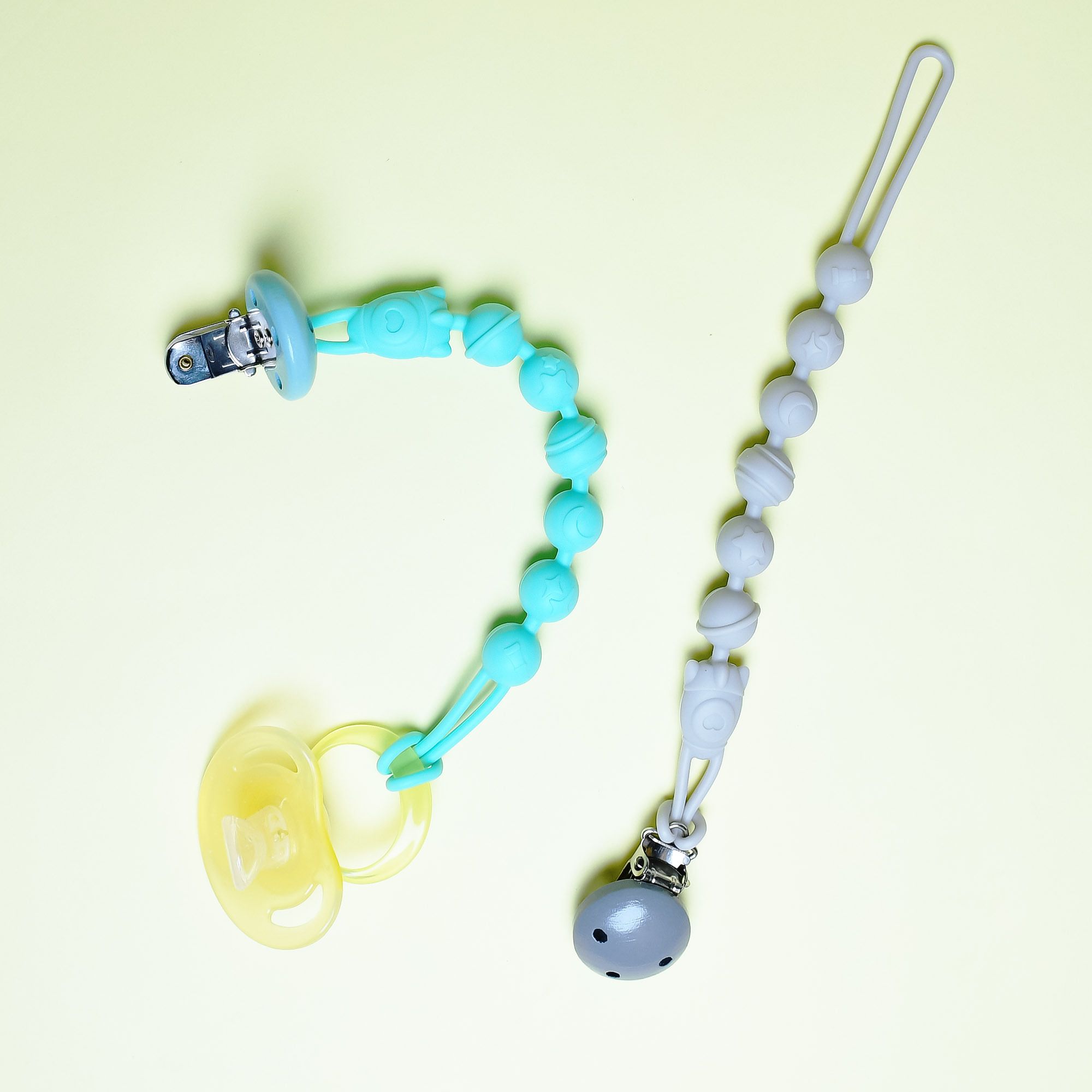 the little lookers Silicone Pacifier Chain Clip for Baby, One Piece Pacifier Clips Without Soother-picture-28