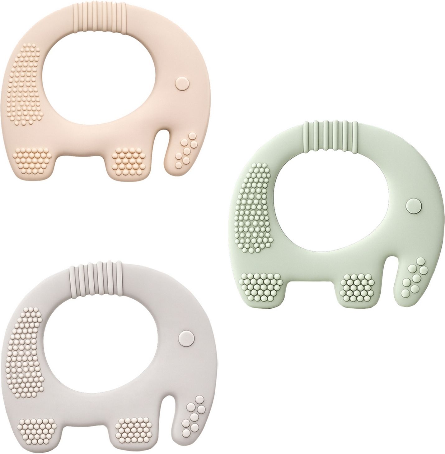 Combo Pack 3 Elephant Silicone Teether Toy for Babies Gum Massage Multicolor Teether-image-1