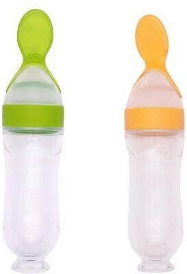 Silicone Baby Food Feeder Squeeze Bottle for Semi Solid Food with Spoon Feeder-image-41