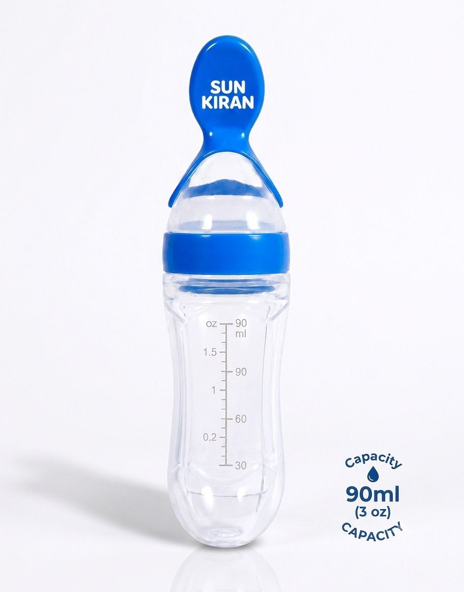 sun kiran Silicone Squeeze Baby Feeding Bottle with Spoon Feeder - 90ml BPA Free Feeder Feeder-picture-22