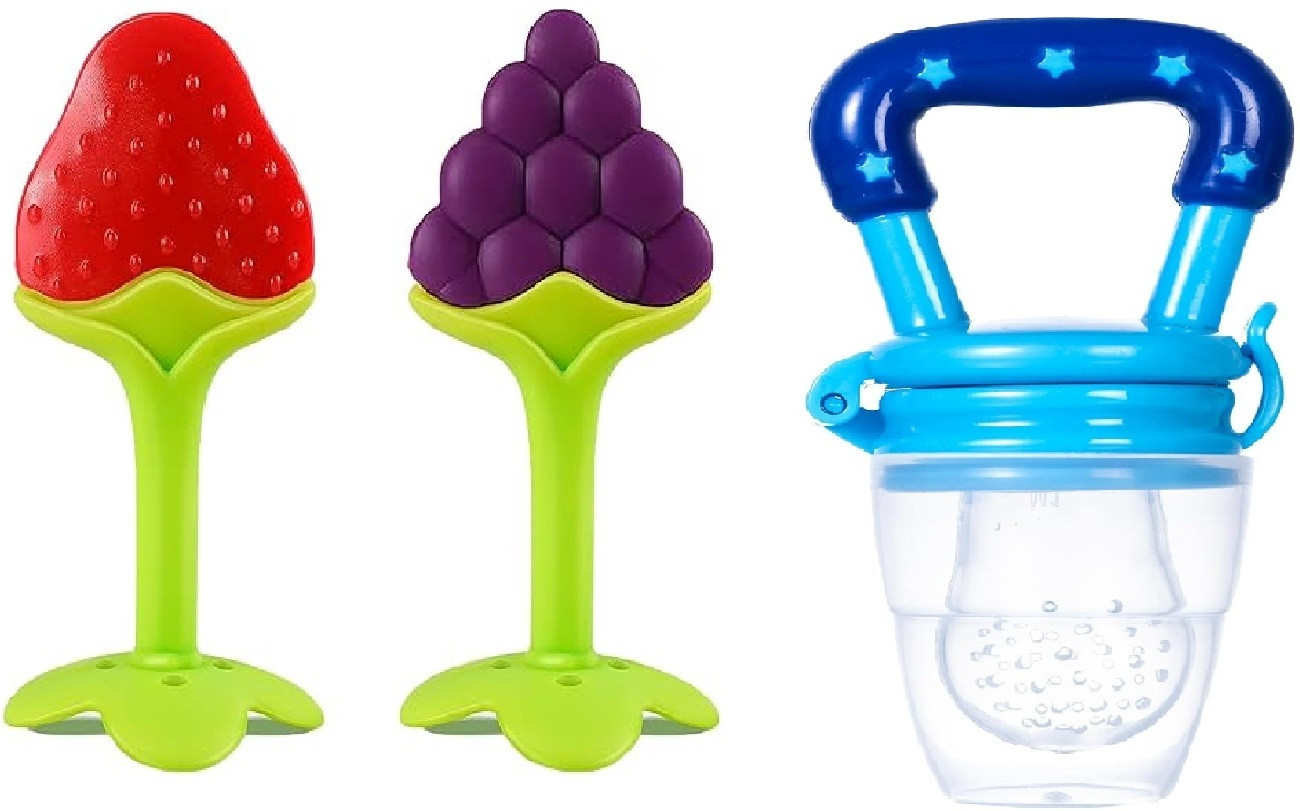 wuxxa Baby Fruit Nibbler and Feeder with Fruit Shape Silicone Teether Teether image 1