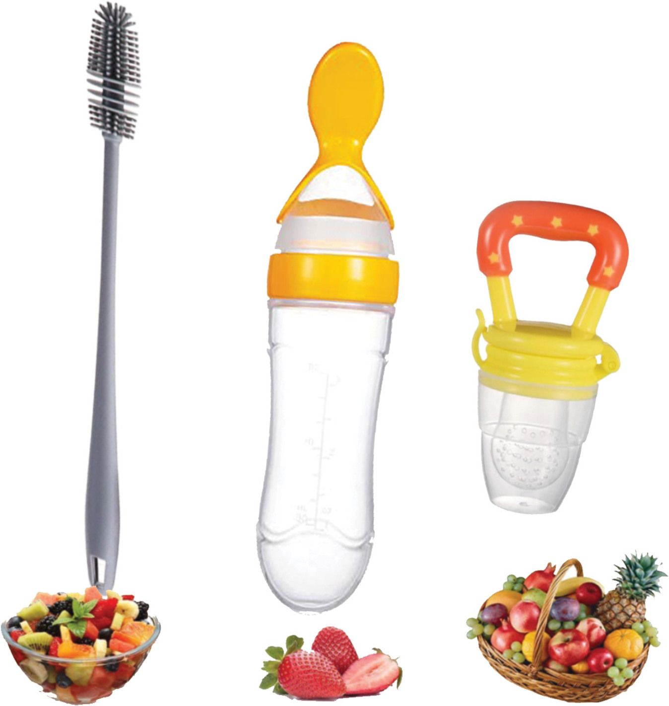 Spoon and Food Feeder Theether with Cleaning Brush Teether and Feeder-image-23