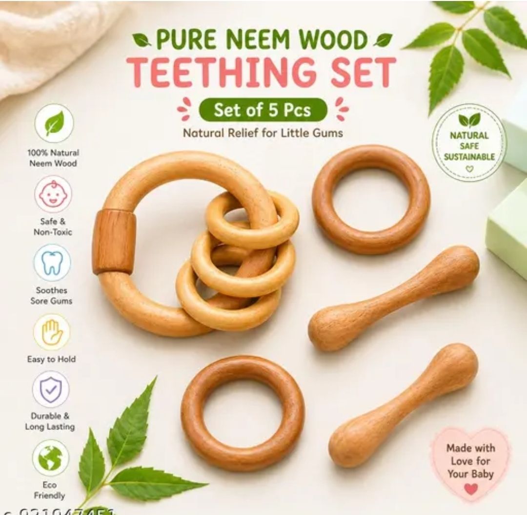 Wooden neem teether pack of 5 Teether-image-37