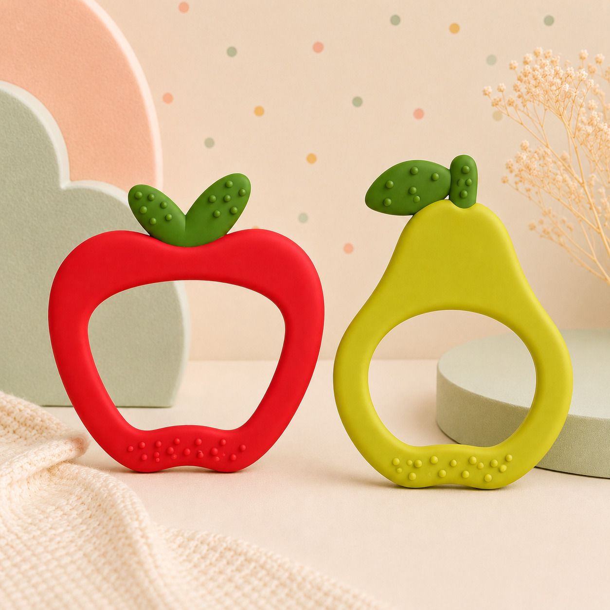 neevanta Silicone Fruit-Shaped Baby Teething Ring Set Teether-picture-0