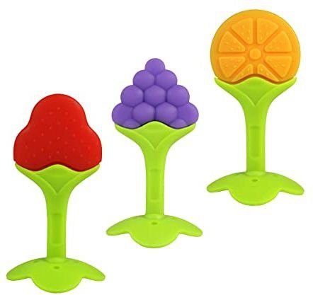 3 Pcs Silicone Baby Teether for 3m+ baby, BPA Free, Fruit Teether (Multicolor) Teether-image-10