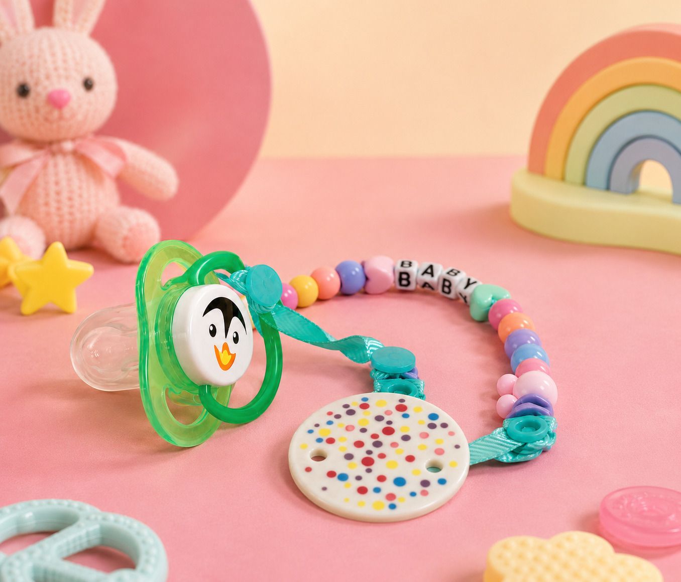 the cheeky kidzz Baby Pacifier with Beaded Chain Clip | Orthodontic Nipple | BPA Free Teether and Feeder-picture-26