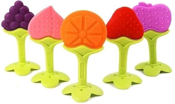 krishav Silicone BPA Free Organic Baby Teether | Natural Fruit Shape Chew Toy Teether-picture-23