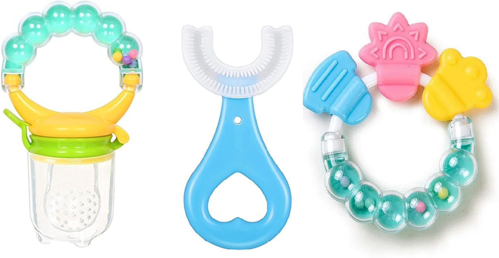 Baby Ring Fruit Nibbler ,U Shape Brush & Ring Teether Soother-image-29