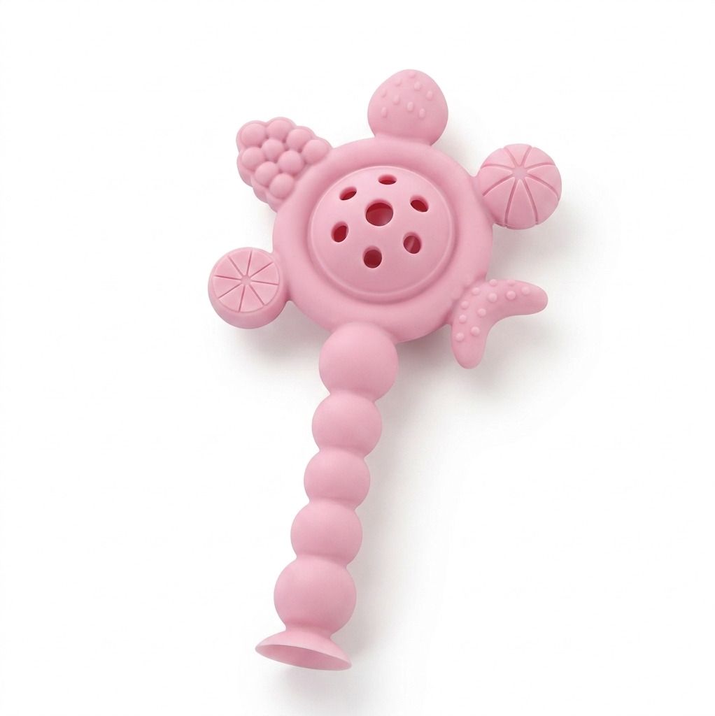Baby Teether for Infants 0-24 Months | BPA Free Silicone Sensory Rattle Teether Teether and Feeder-image-48