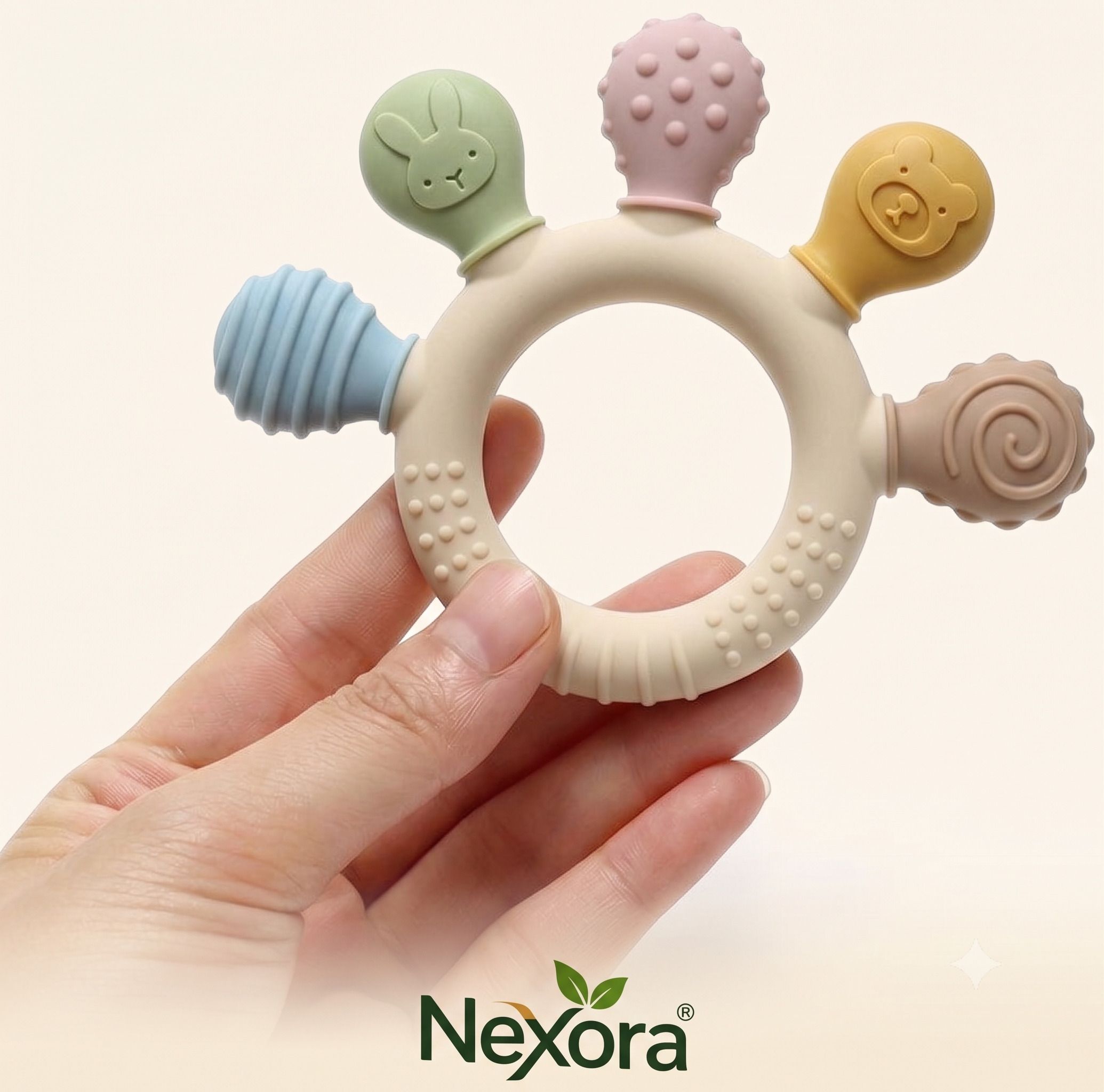 n4nexora Nexora Soft Silicone Baby Teething Ring BPA Free Infant Teether Multicolor Teether-picture-31