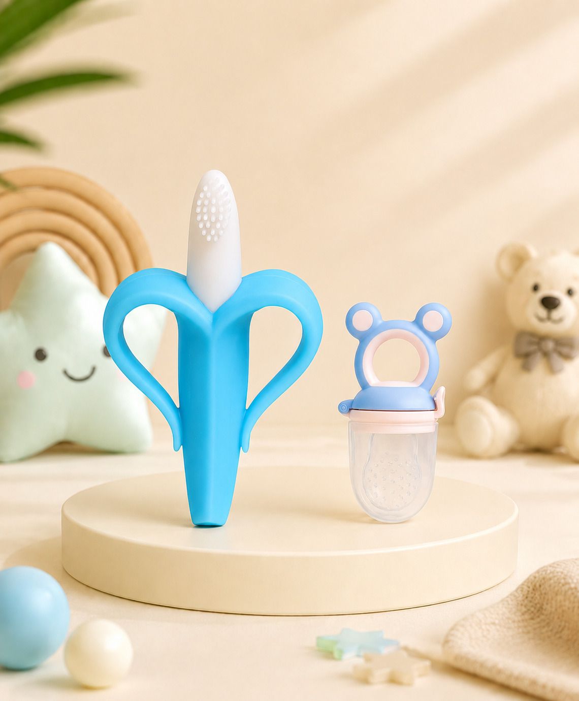 the cheeky kidzz Baby Soft Silicone Banana Teether with Fruit Feeder Nibbler BPA Free Teether-picture-11